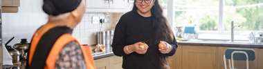 Two women baking in the kitchen