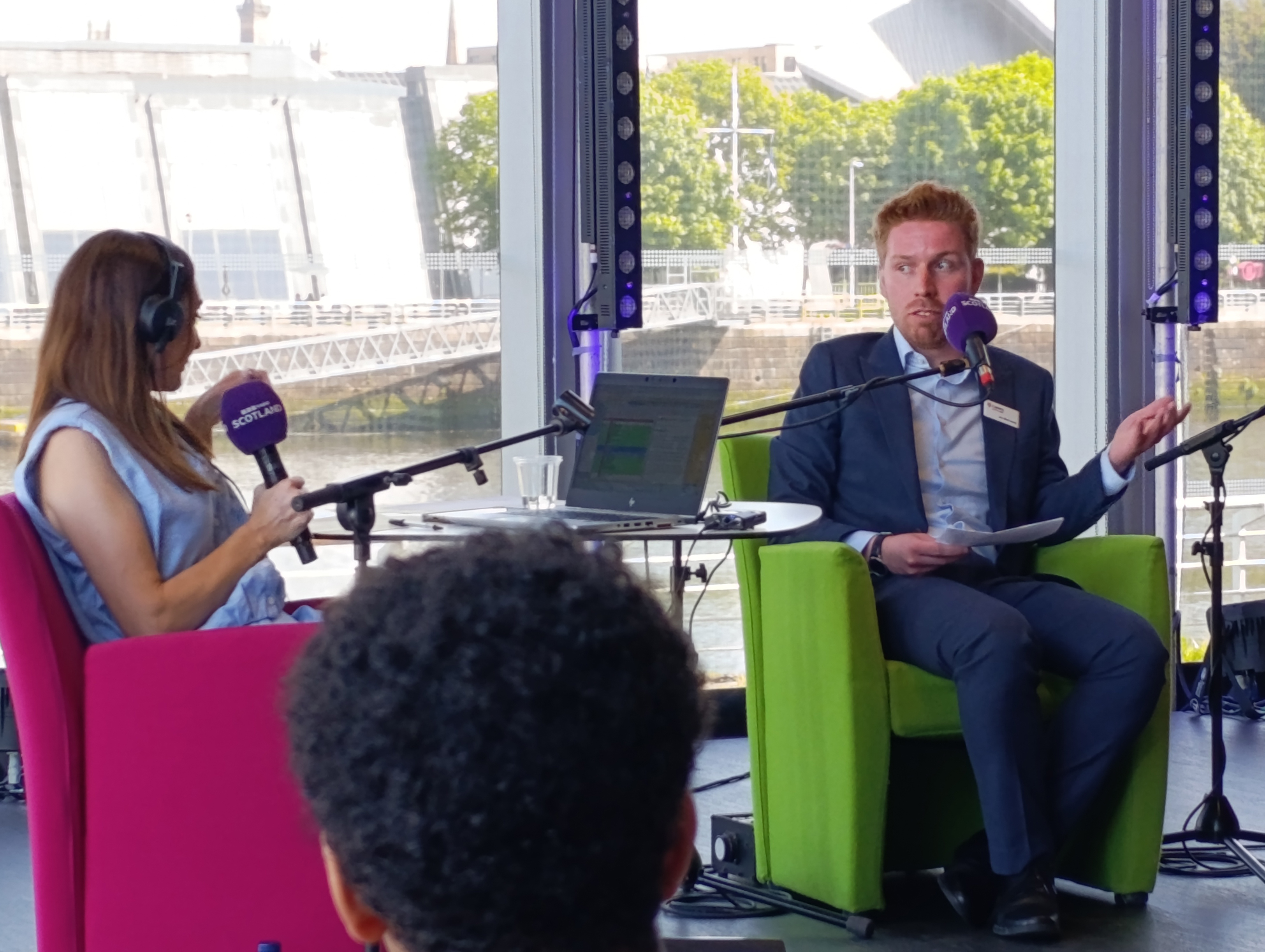 Joe being interviewed as part of the panel at the roadshow.