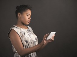 Woman looking at a device